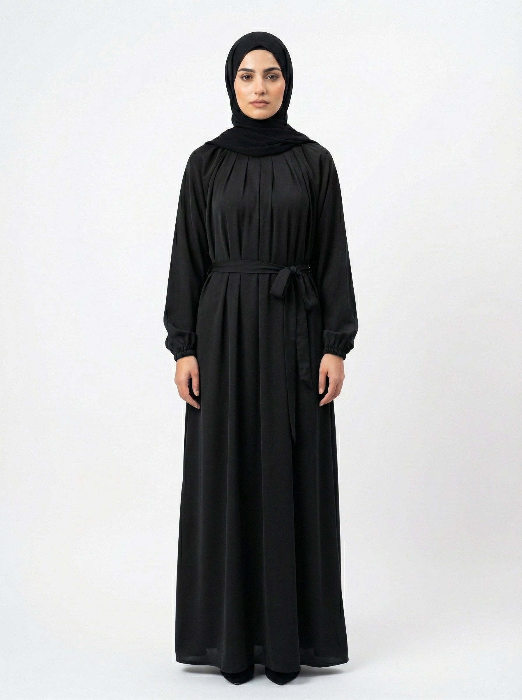 Contrast Border Premium Korean Nida Abaya Set –  Modest Collection by Hijab ul Ummat 1103A