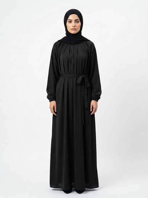 Contrast Border Premium Korean Nida Abaya Set –  Modest Collection by Hijab ul Ummat 1103C
