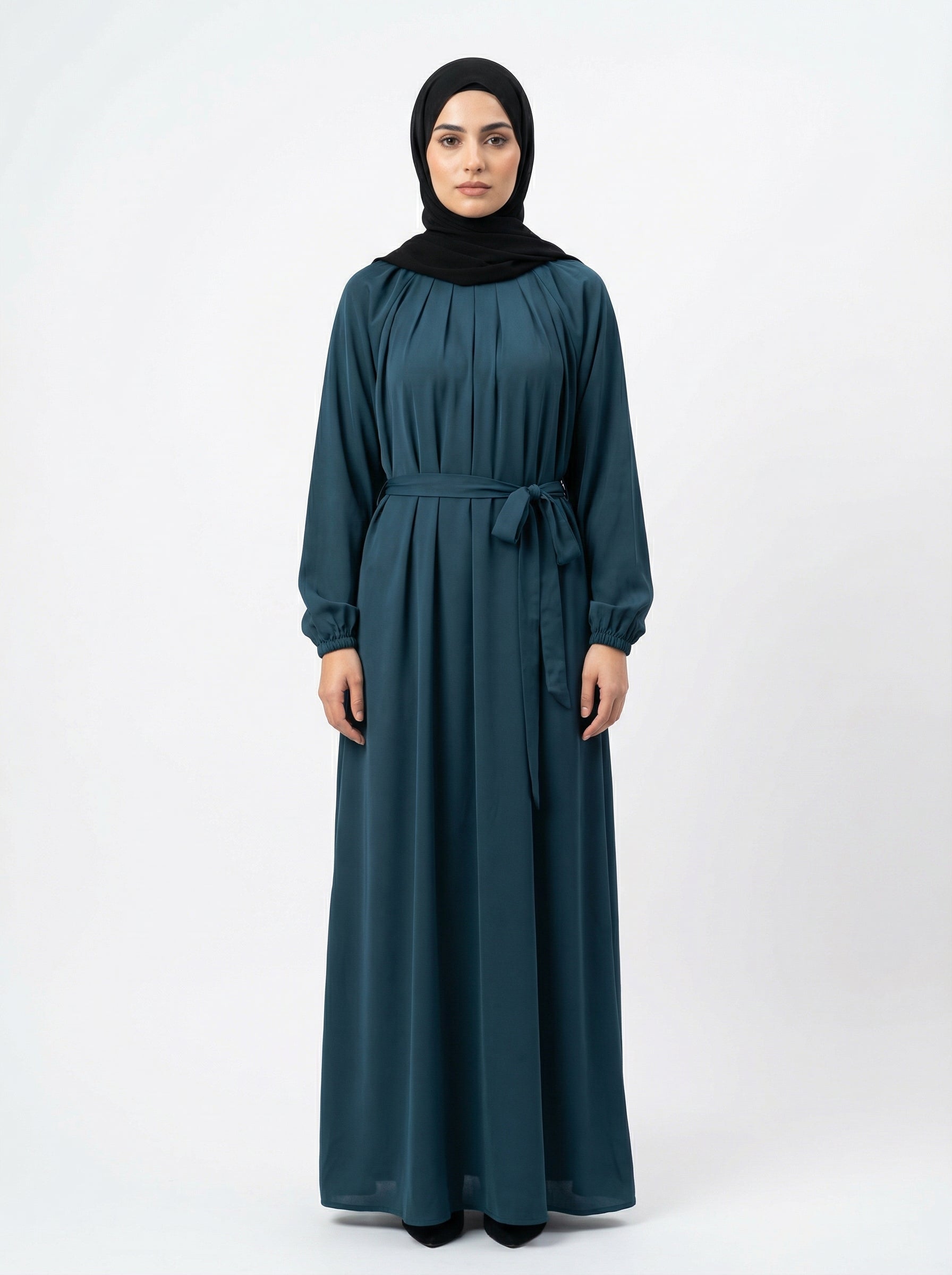 Contrast Border Premium Korean Nida Abaya Set –  Modest Collection by Hijab ul Ummat 1103A