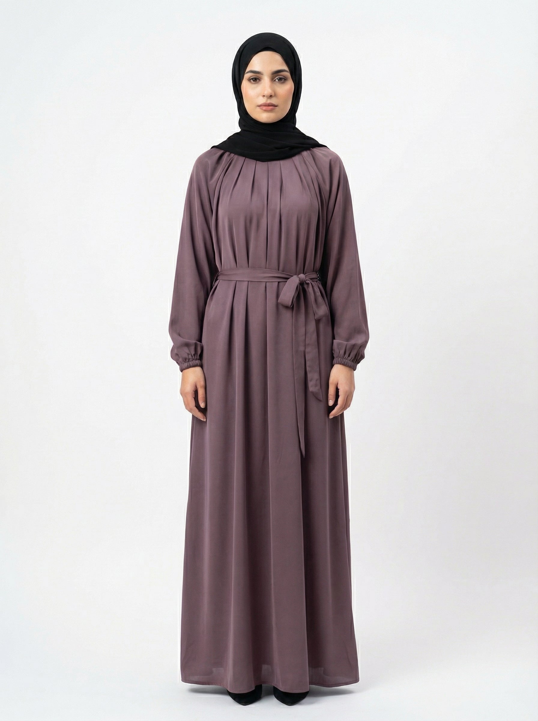 Contrast Border Premium Korean Nida Abaya Set –  Modest Collection by Hijab ul Ummat 1103A