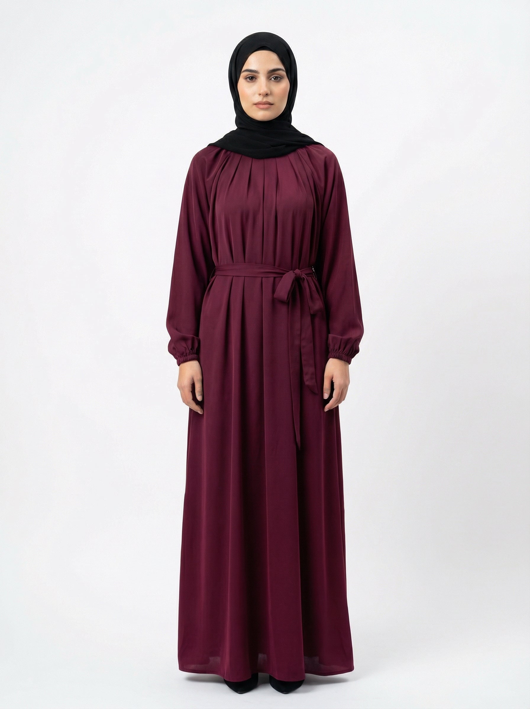 Contrast Border Premium Korean Nida Abaya Set –  Modest Collection by Hijab ul Ummat 1103A