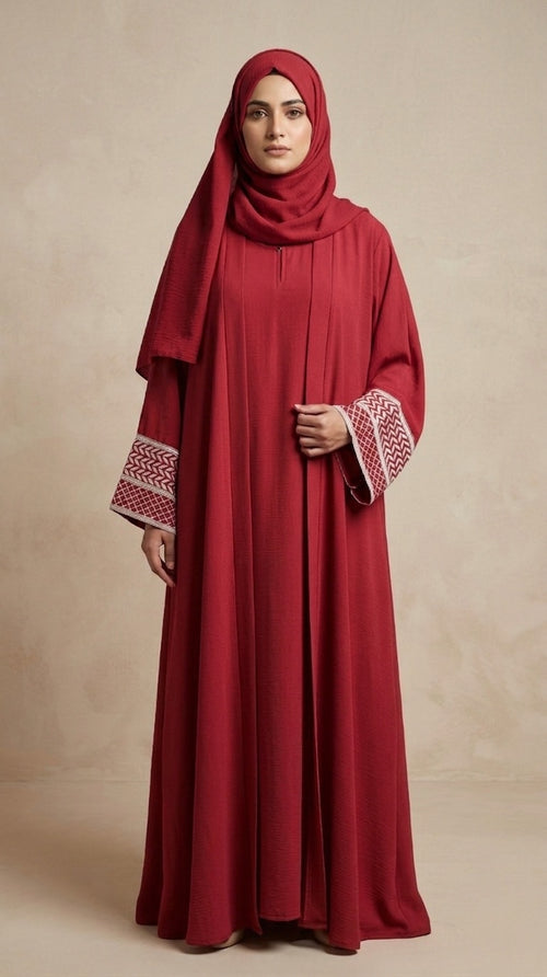 Dual-Layer Chiffon embriodered  Farasha Abaya – High-Flare Modest Wear 1115A