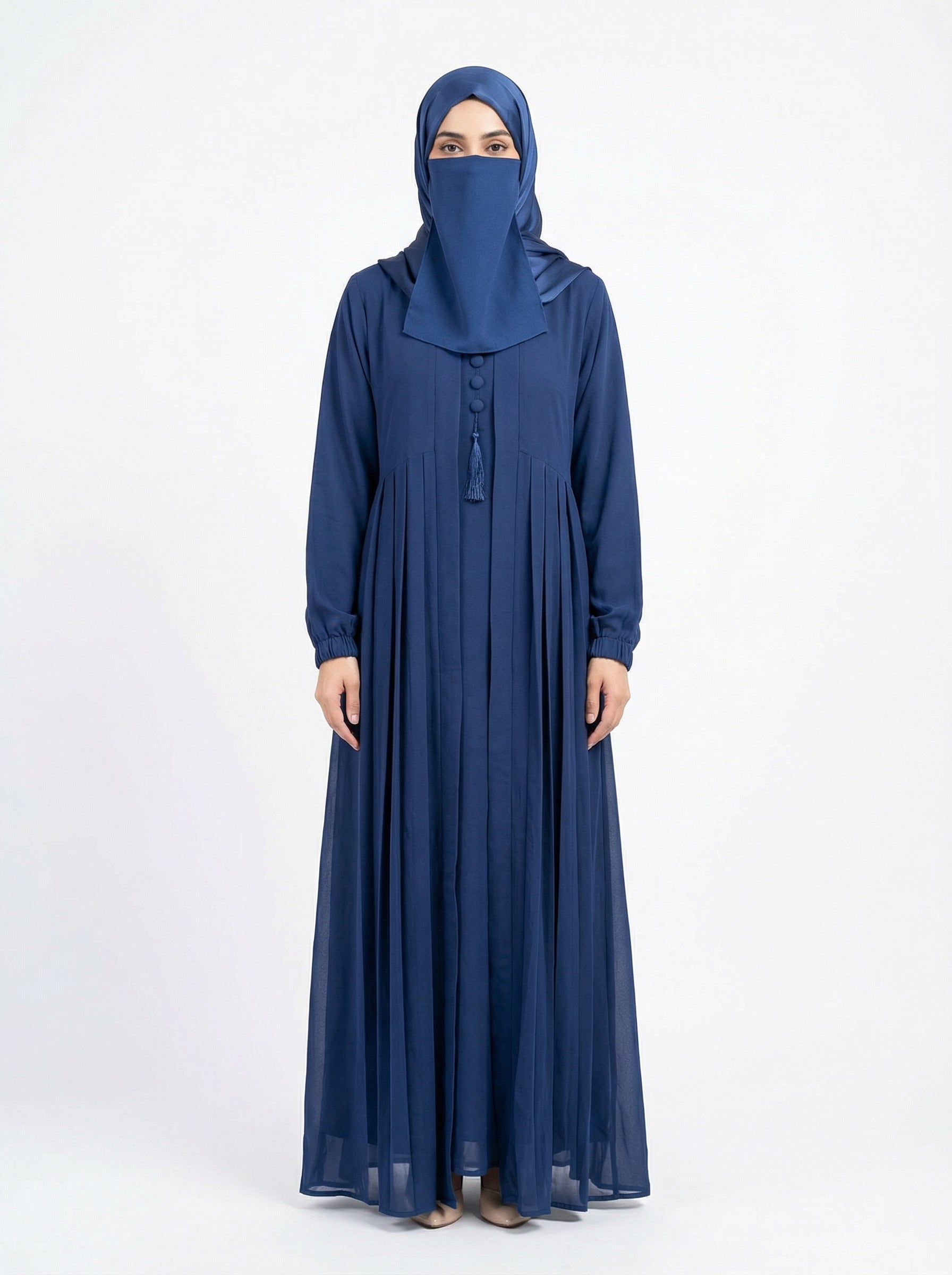 Premium Double Flare Abaya with Matching Niqab Set – Luxury Razer Nida Modest Gown by Hijabulummat 1106D