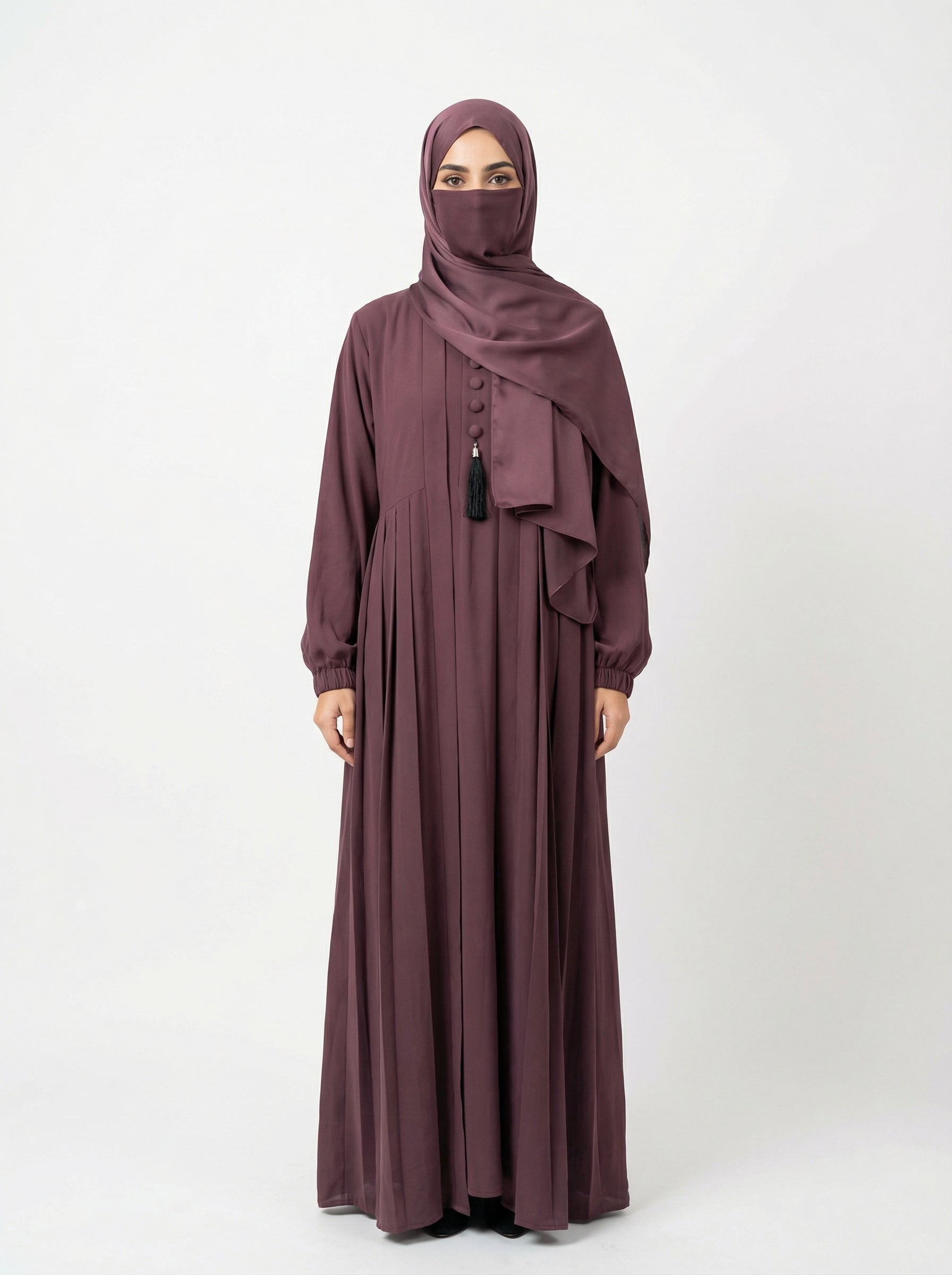 Premium Double Flare Abaya with Matching Niqab Set – Luxury Razer Nida Modest Gown by Hijabulummat 1106D