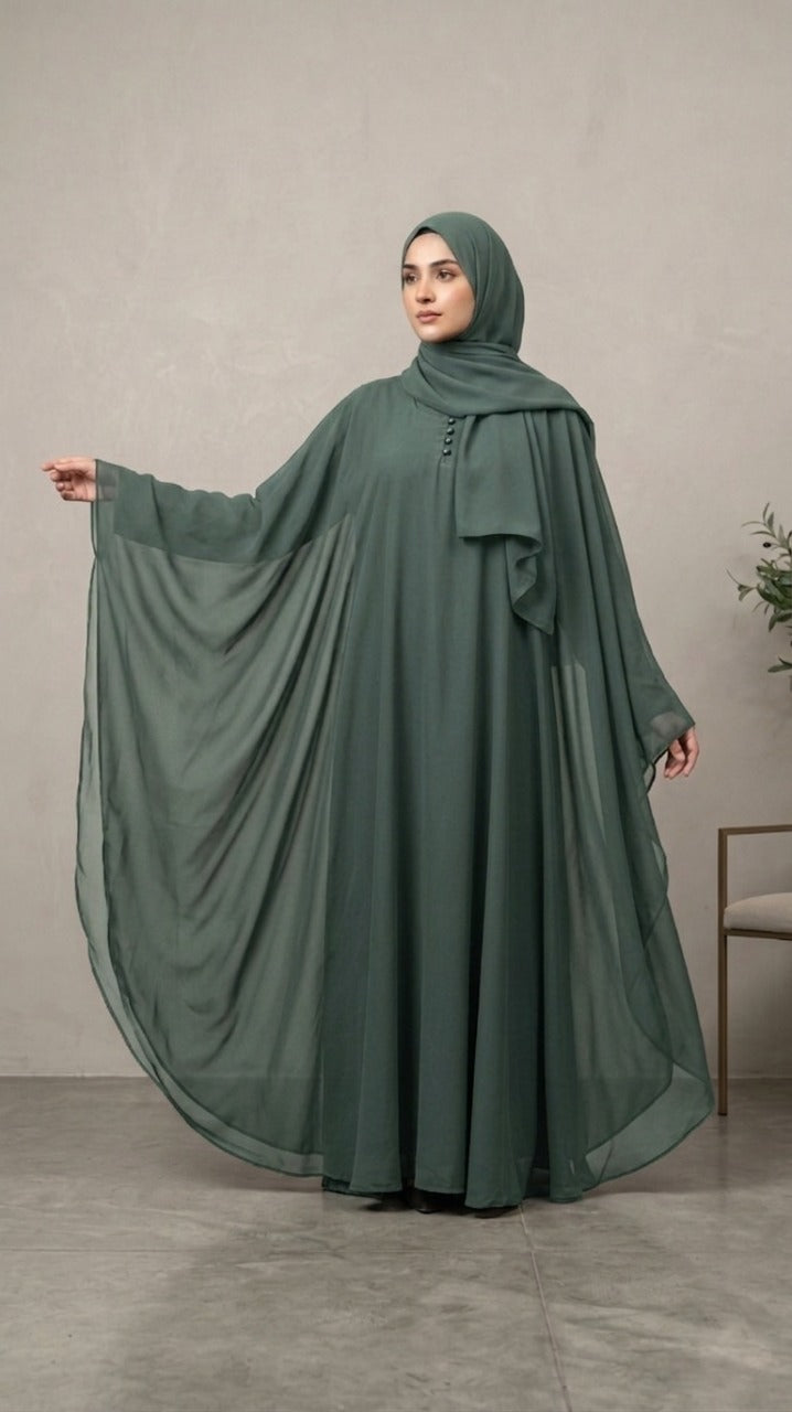 Premium Kaftaan Tiered Abaya Set – Formal Modest Wear by Hijab ul Ummat 1116F