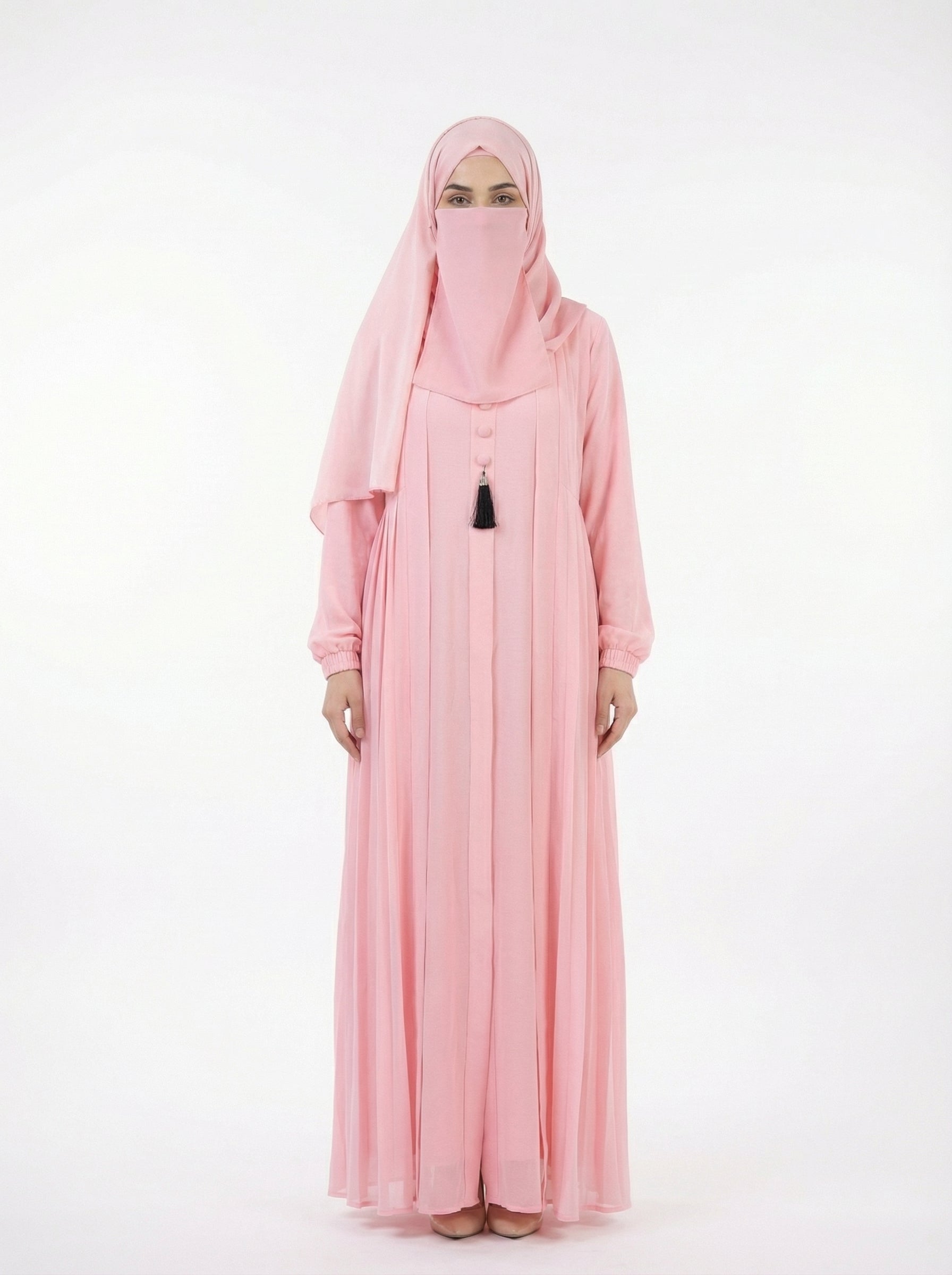 Premium Double Flare Abaya with Matching Niqab Set – Luxury Razer Nida Modest Gown by Hijabulummat 1106D