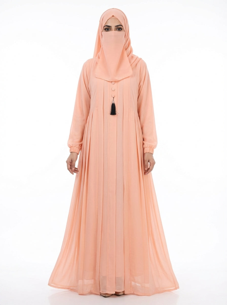 Premium Double Flare Abaya with Matching Niqab Set – Luxury Razer Nida Modest Gown by Hijabulummat 1106D