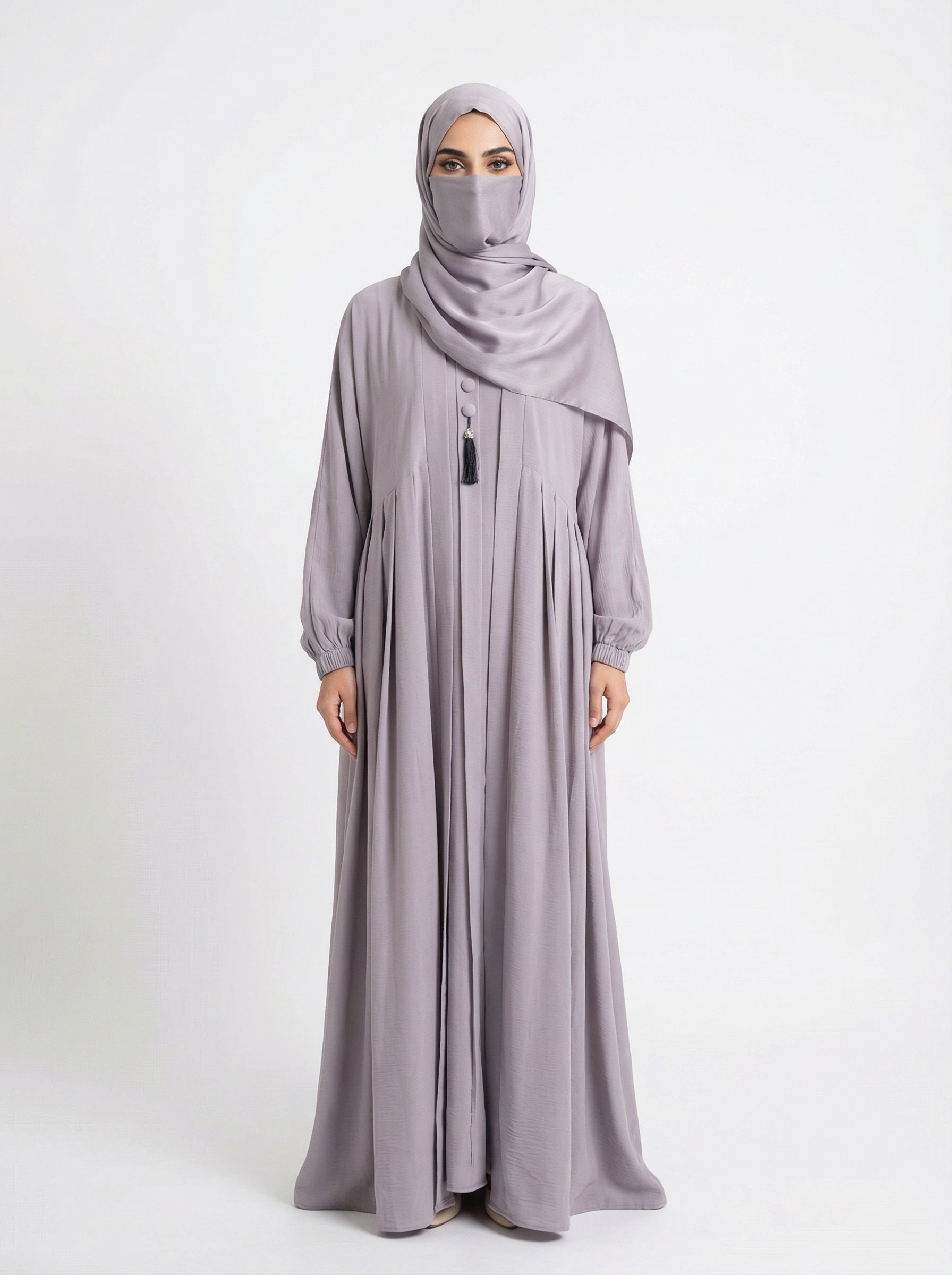 Premium Double Flare Abaya with Matching Niqab Set – Luxury Razer Nida Modest Gown by Hijabulummat 1106D