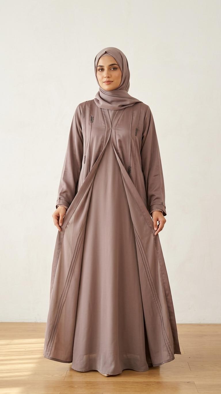 Premium Korean Nida Abaya with Elegant Handmade Stone Work & Matching Stoler – Luxury Modest Wear 1118A