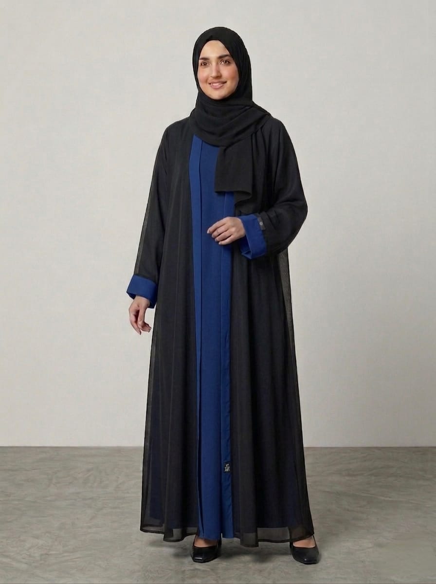 Elegant Double Gown Abaya – Chiffon Overlay with Premium Nida Inner | Modest Wear for Women  1119A (Copy)