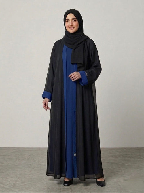 Elegant Double Gown Abaya – Chiffon Overlay with Premium Nida Inner | Modest Wear for Women  1119A (Copy)