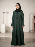 Emerald Elegance: Premium Zoom Nida Abaya with Black Satolar Detailing 1120A