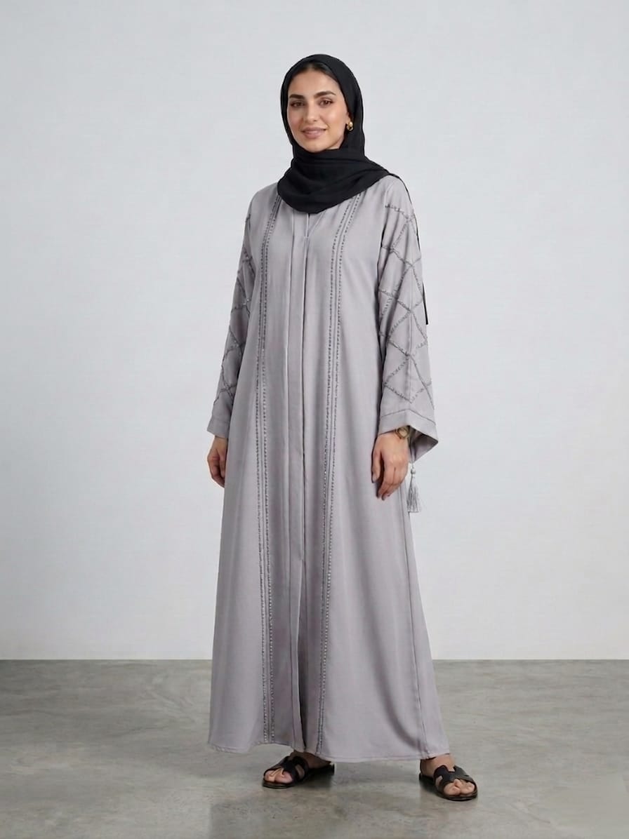 Royal Nida Abaya: Premium Fabric with Intricate DMC Stone Work 1121A