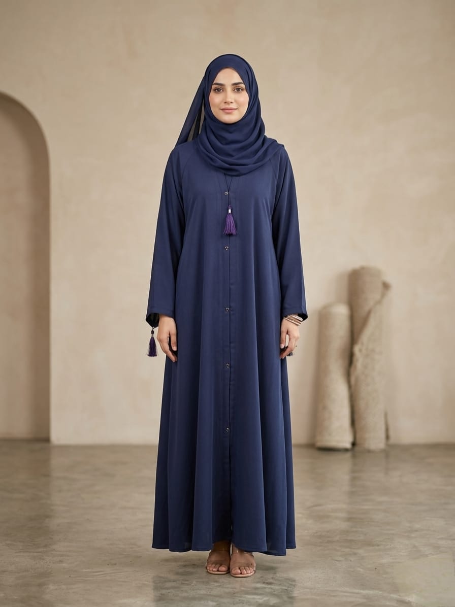 (Premium): Royal Nida High Flare Abaya – Signature Collection 1123A