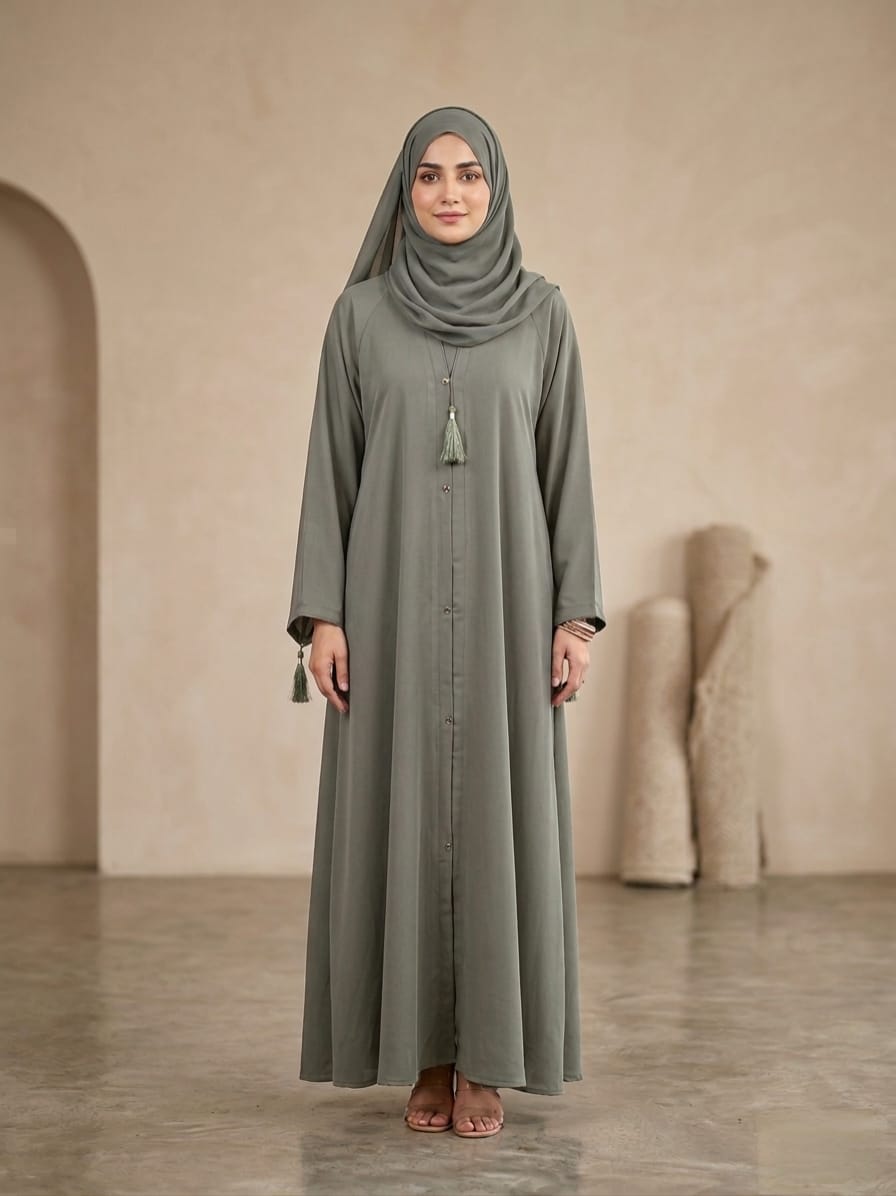 (Premium): Royal Nida High Flare Abaya – Signature Collection 1123A