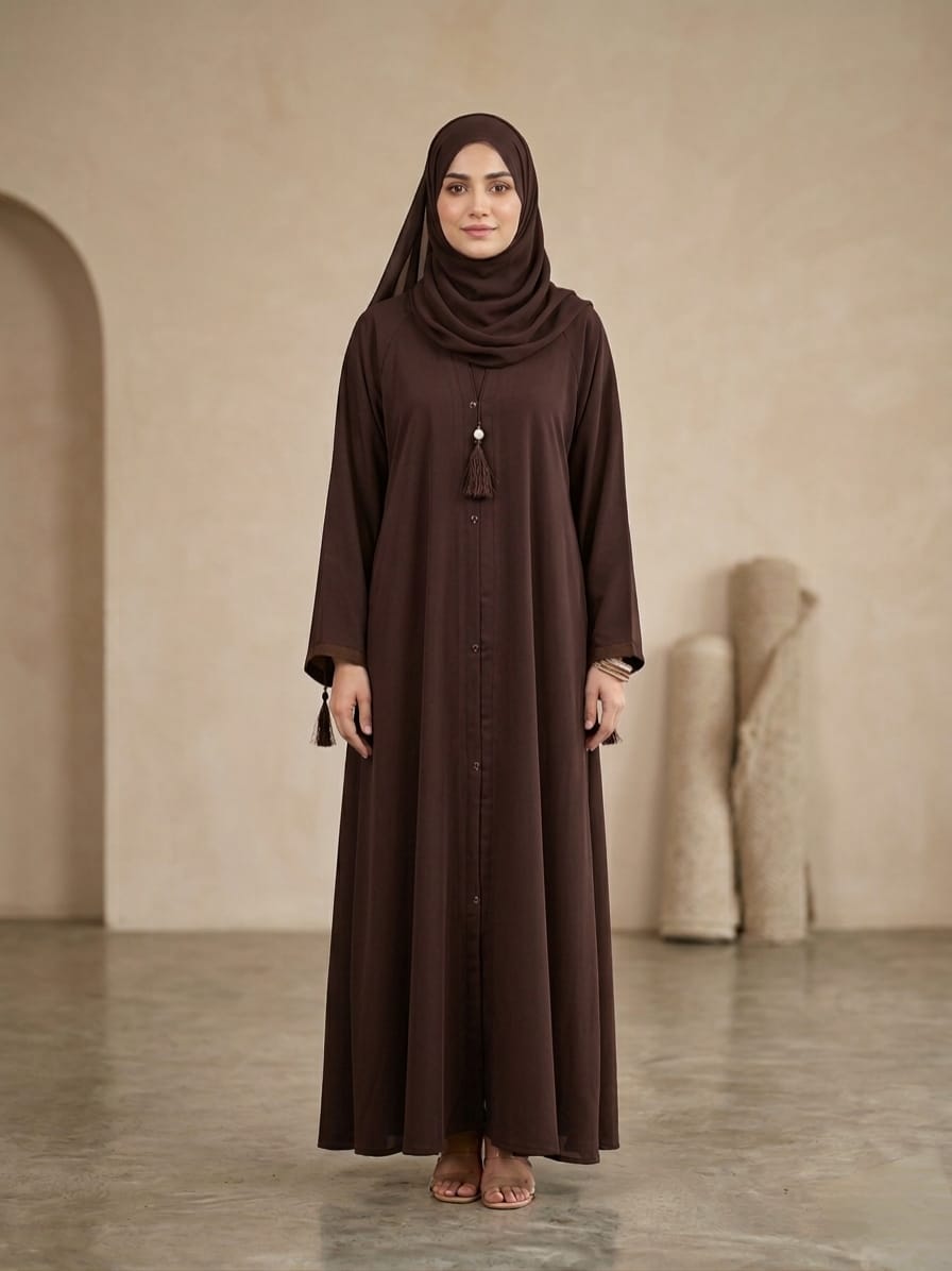 (Premium): Royal Nida High Flare Abaya – Signature Collection 1123B