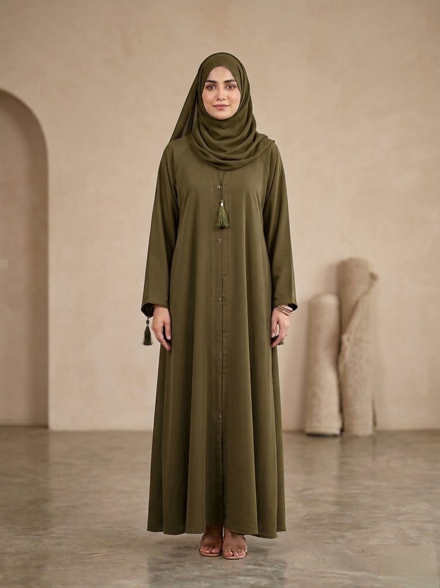 (Premium): Royal Nida High Flare Abaya – Signature Collection 1123A