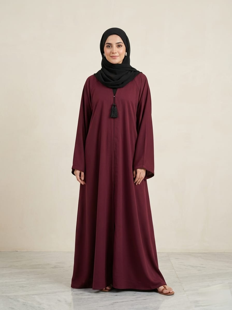 Signature Tassel Abaya – Premium Minimalist Modest Wear by HijabulUmmat  1124A