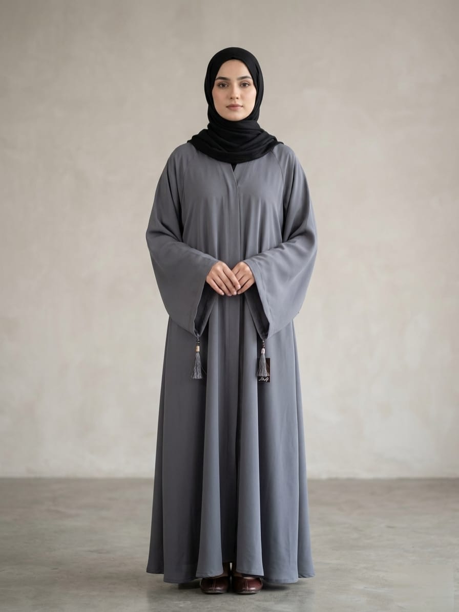 Signature Tassel Abaya – Premium Minimalist Modest Wear by HijabulUmmat  1124A