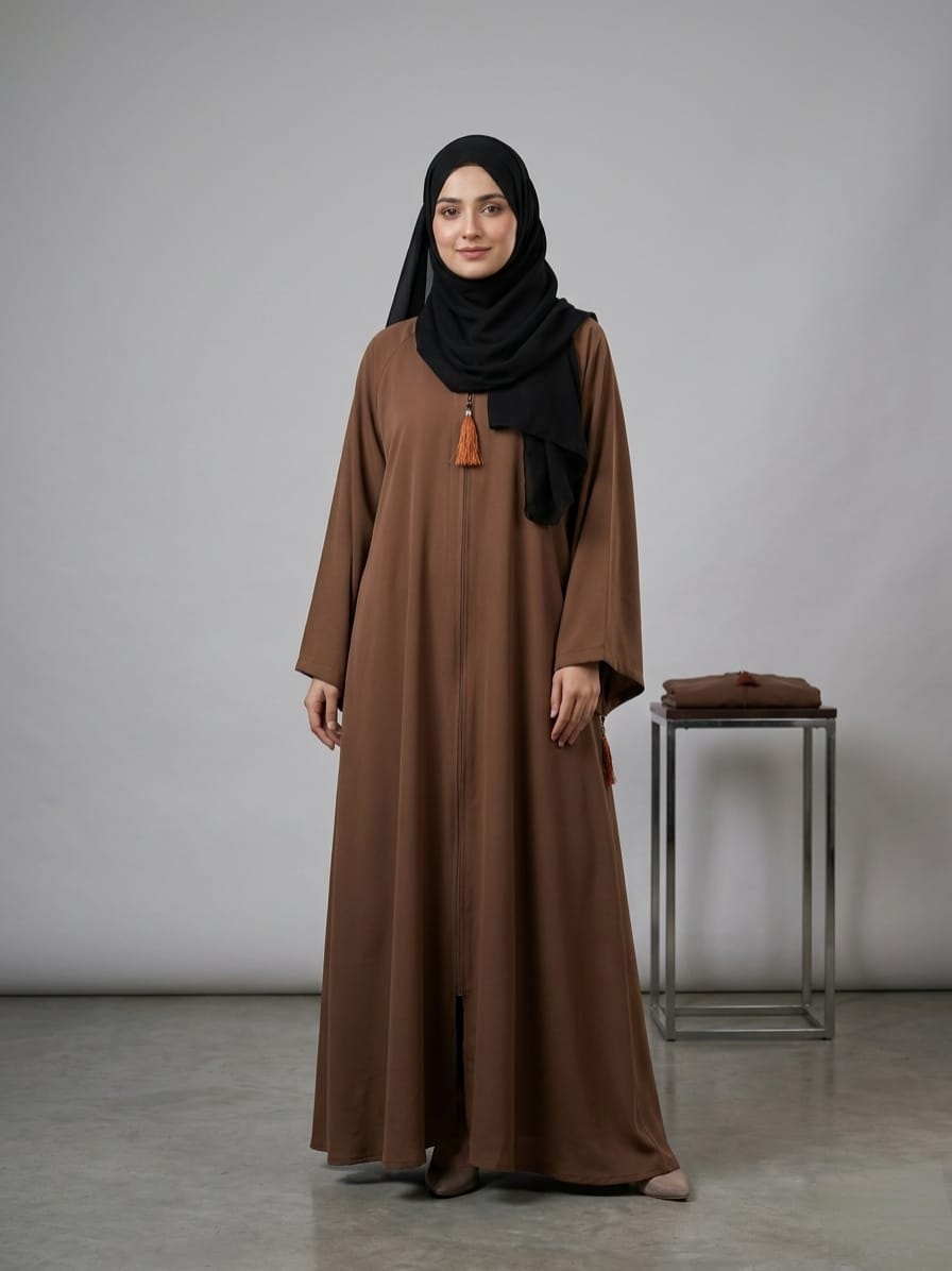 Signature Tassel Abaya – Premium Minimalist Modest Wear by HijabulUmmat  1124B