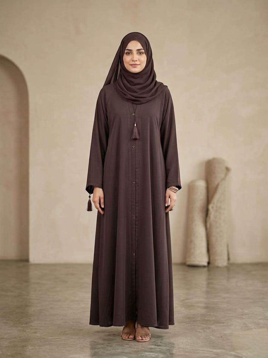 (Premium): Royal Nida High Flare Abaya – Signature Collection 1123B
