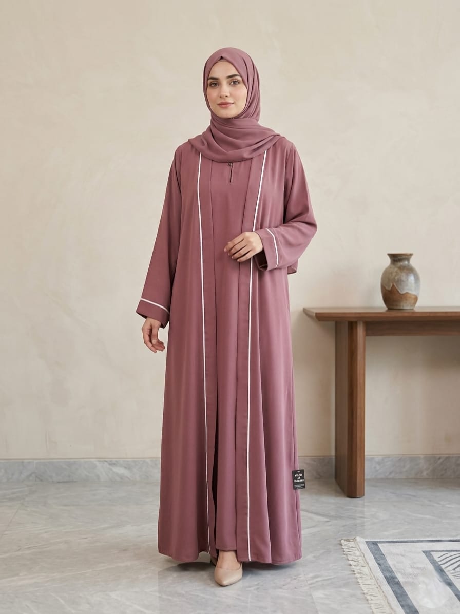 Minimalist Nida Fabric Abaya - Double Gown Style 1127A