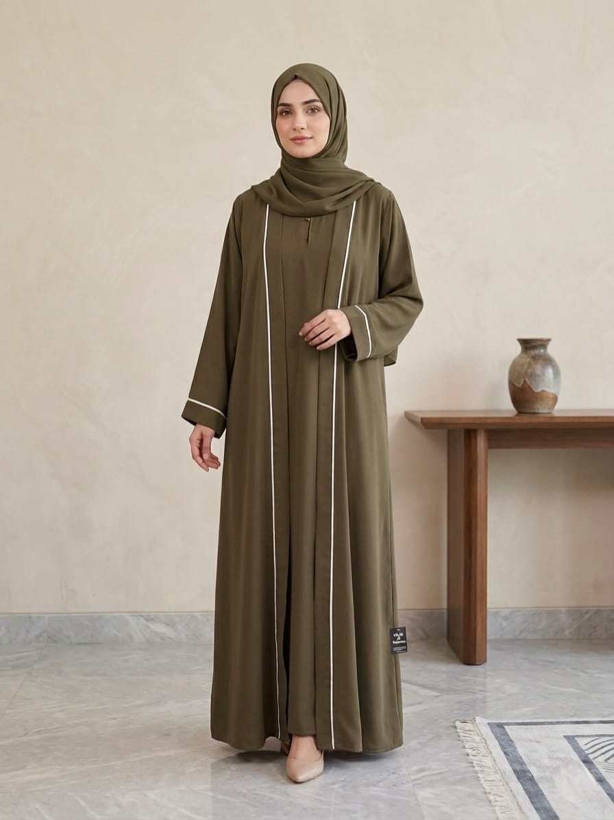 Minimalist Nida Fabric Abaya - Double Gown Style 1127A