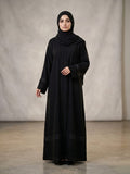 Premium Minimalist Black Abaya – High-Quality Korean Nida Fabric 1130A