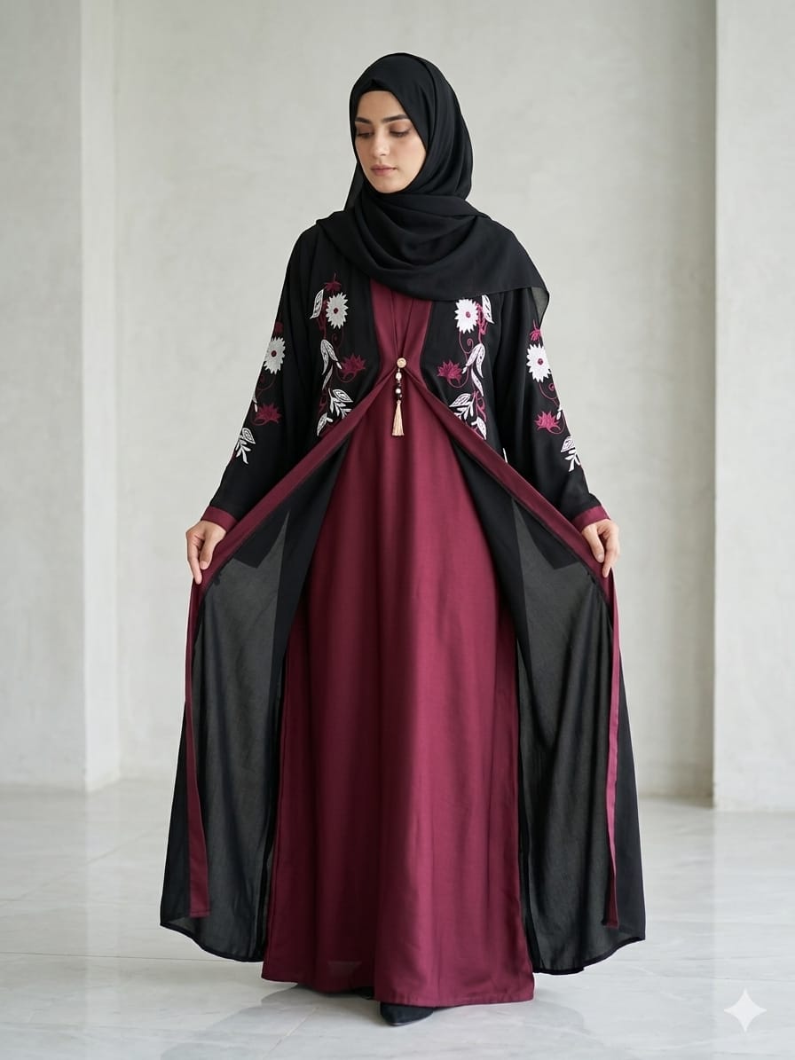 Royal Nida Embroidered Double Gown Abaya 1132F