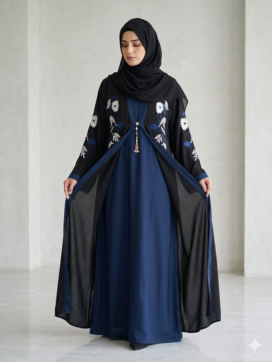 Royal Nida Embroidered Double Gown Abaya 1132F