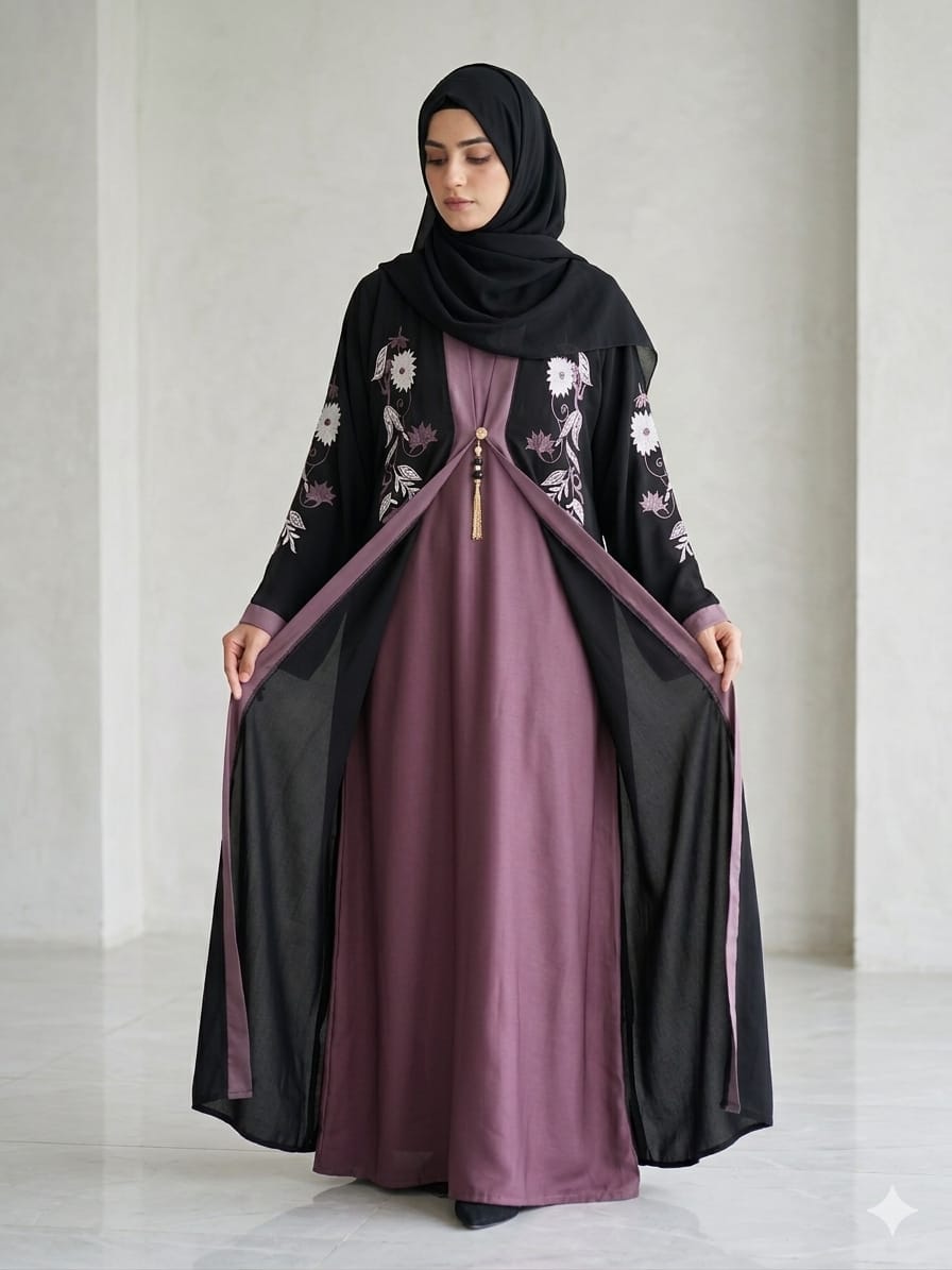 Royal Nida Embroidered Double Gown Abaya 1132F