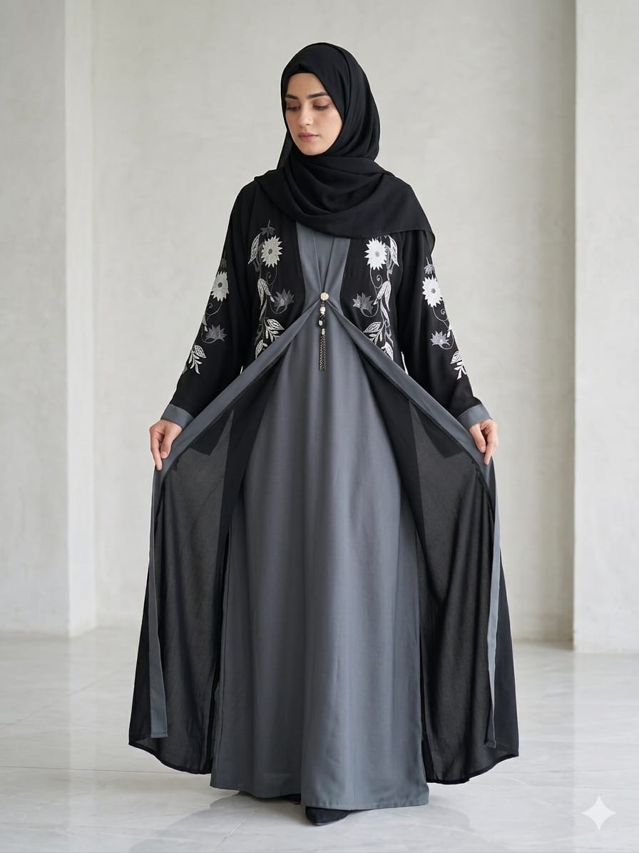 Royal Nida Embroidered Double Gown Abaya 1132F