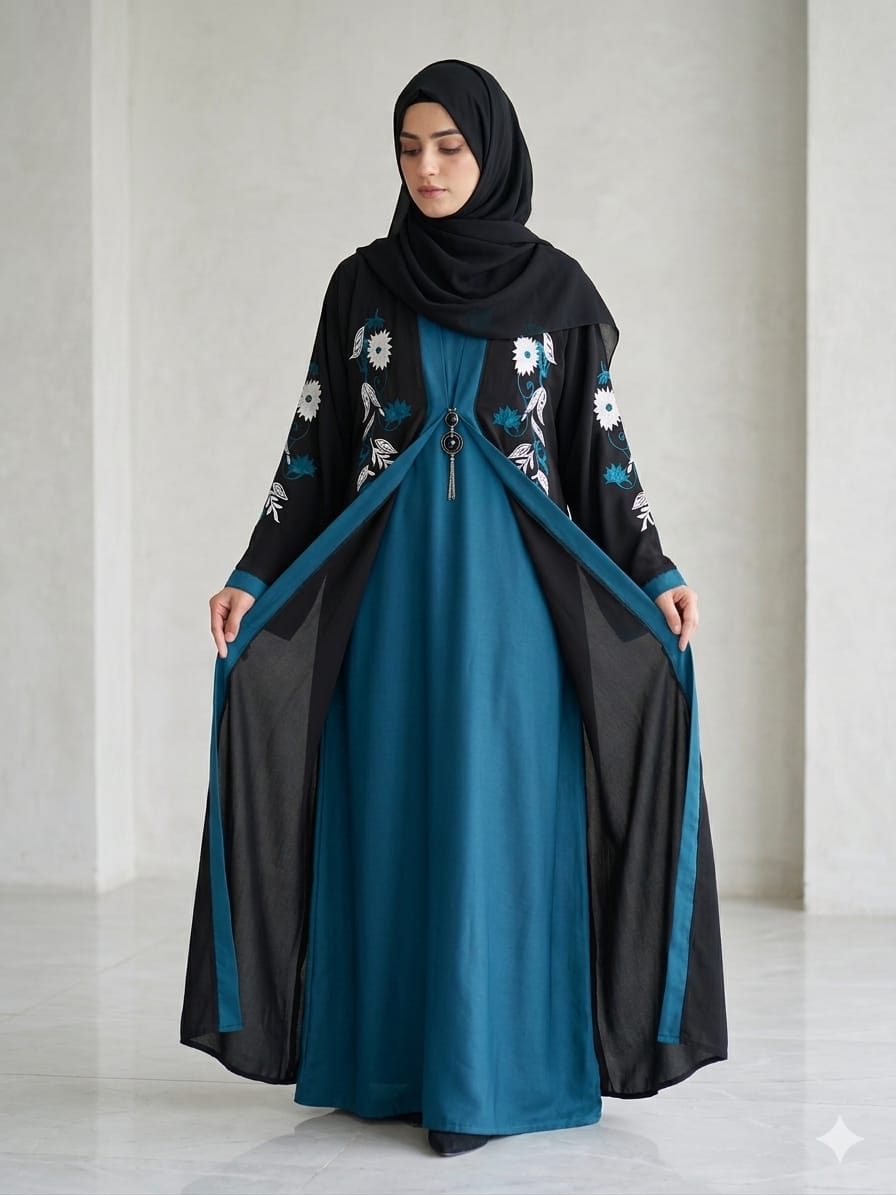 Royal Nida Embroidered Double Gown Abaya 1132F