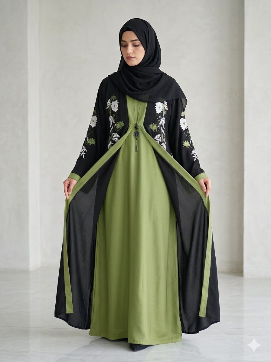 Royal Nida Embroidered Double Gown Abaya 1132F