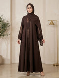 Premium Royal Nida Open Button Front Abaya with Exquisite Embroidery & Stone Work 1137E