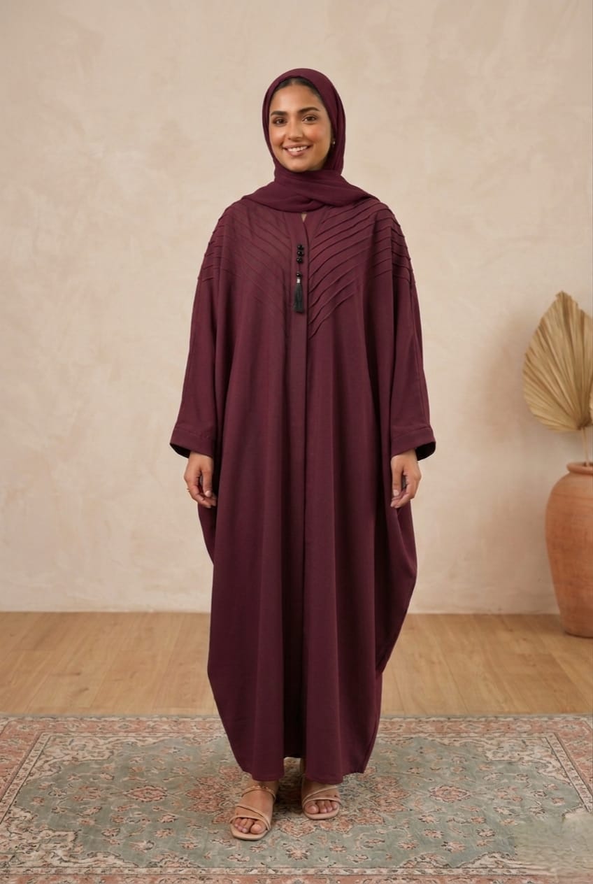 Royal Nida Baggy Style Front-Open Abaya with Elegant Pintex Work 1140A