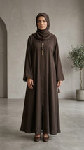 Elegant Zoya Nida Fabric High Flare Abaya with Matching Stoler – Premium Modest Wear 1117B