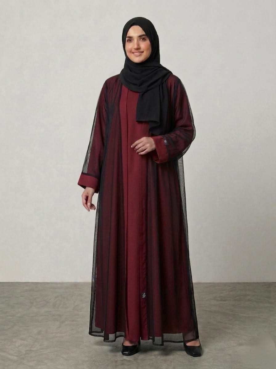 Elegant Double Gown Abaya – Chiffon Overlay with Premium Nida Inner | Modest Wear for Women  1119A (Copy)