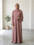 Premium Korean Nida Abaya with Elegant Handmade Stone Work & Matching Stoler – Luxury Modest Wear 1118A