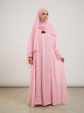 Full-Flare Double Circular Korean Shafoon Abaya with Matching Hijab & Niqab – 3-Piece Essential Set  1107E