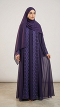 Full-Flare Double Circular Korean Shafoon Abaya with Matching Hijab & Niqab – 3-Piece Essential Set  1107A